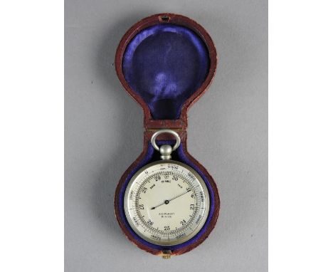 Jas Ramsey, Dundee, white metal cased pocket barometer and altimeter and compass, 2'' dial in white metal case with suspensio
