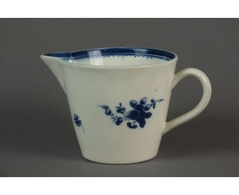 A Caughley milk jug painted with the Salopian Sprig pattern, circa 1795, with internal blue line and sawtooth border, unmarke