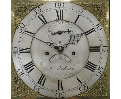 A George III oak crossbanded mahogany eight day longcase clock the 12 inch square brass dial with silvered centre and chapter