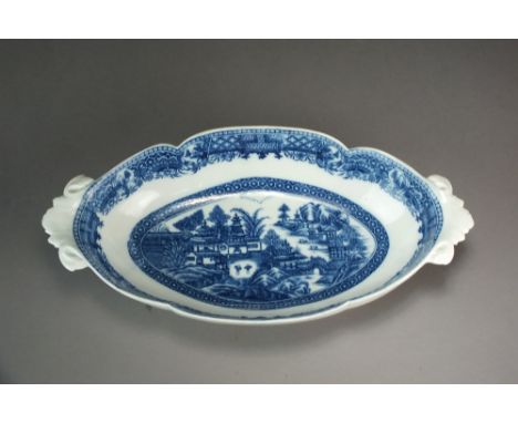 A Caughley radish dish transfer-printed in the Full Nankin pattern within an associated Fitzhugh border, painted Sx mark, 29c