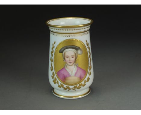 A Kerr and Binns, Worcester porcelain vase, circa 1860, painted with a portrait of Lady Richmond within gilt oval cartouche f