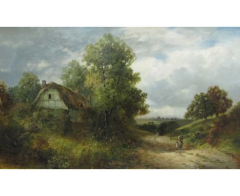 JAMES EDWARD MEADOWS (1828-1888)A Country Lane near Worcesteroil on canvas24 x 40 in (60.9 x 101.6cm)
