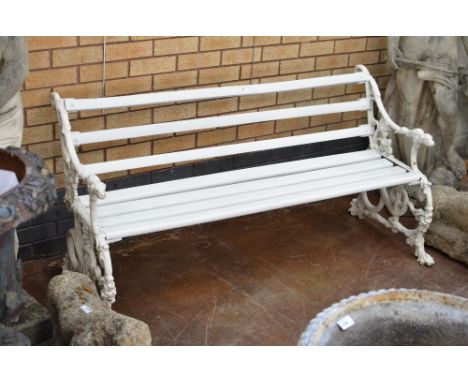 A Coalbrookdale cast iron Bench of serpent and grape pattern, 4ft 10in W x 2ft 6in H