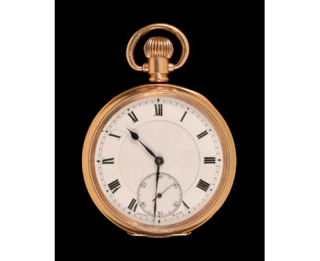 A Zenith open faced Pocket Watch, the white enamel dial with roman numerals in Dennison rolled gold case, awarded to Abraham 