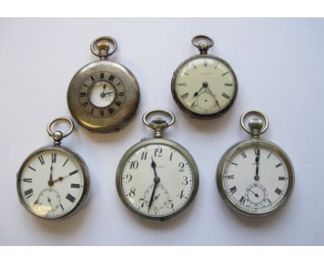 A silver cased half hunter Pocket Watch, the white enamel dial with roman numerals and subsidiary dial, marked J W Benson, Lo