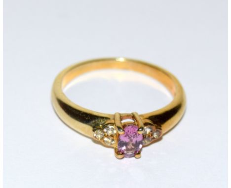 9ct gold Ladies Topaz set ring size N