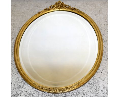 Victorian gilt bevelled edge oval mirror with original glass 77 x 63cm