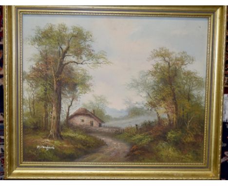 Oil on canvas Woodland scene signed R Danford 60x50cm