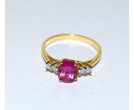 18ct gold Ladies Diamond and Ruby ring size N