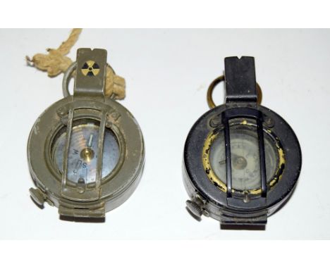 Two British Army marching compasses 