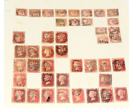 Vintage album page containing 16 Queen Victoria Banham Halfpennies Pink and 26 Penny Reds completely un checked/unsorted
