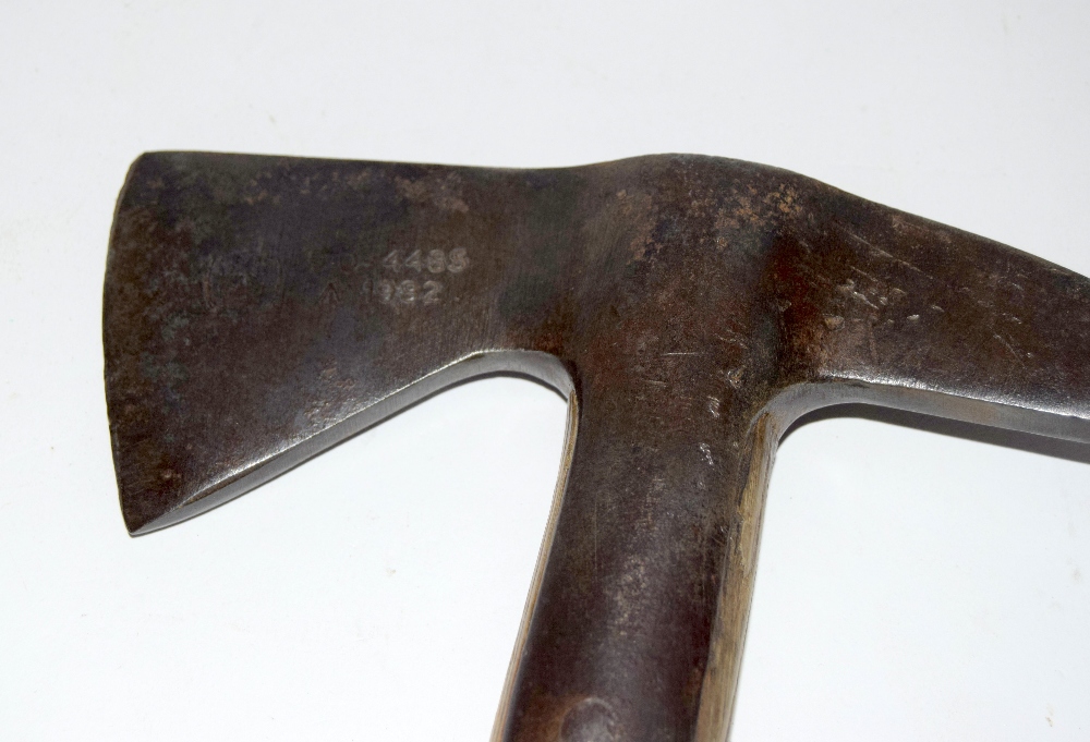 A military marked British Army wood shafted hatchet or axe 38cms long