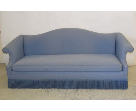Blue covered 4 seater sofa