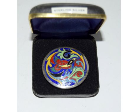 Sterling silver and enamel brooch