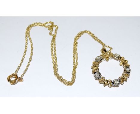 9ct gold Ladies Diamond set necklace and chain