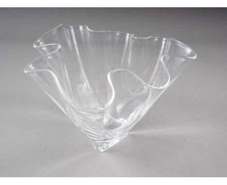 A Steuben clear glass shaped bowl, 7" dia x 5 1/4" high, (was purchased from the Sotheby's "Elton John Sale" on the 30th Sept