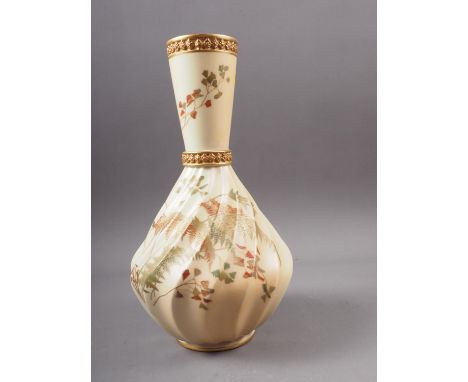 A Royal Worcester blush ivory vase with fern decoration, 11" highCondition:No visible issues. 