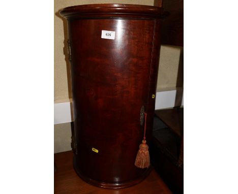 A mahogany bowfront corner cupboard, enclosed two shelves, 24 1/2" high x 14 1/2" wide, and an Edwardian mahogany and line in