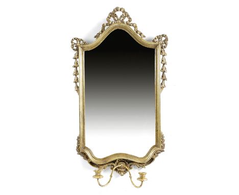 A PAIR OF FRENCH GILTWOOD GIRANDOLE MIRRORS IN 18TH CENTURY STYLE 19TH CENTURY each with an arched plate, within a moulded fr