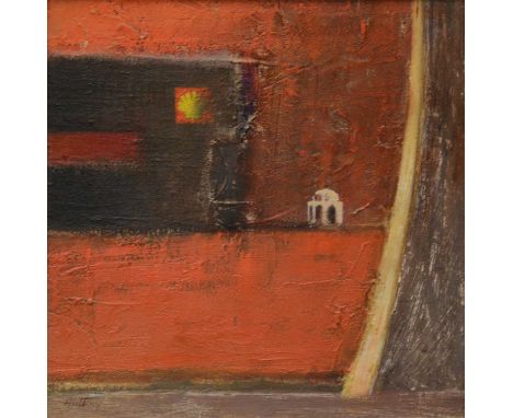Hutton, Shell in red landscape,oil on board, signed, 40x38cm.Condition report:Yes this is framed, additional images have been
