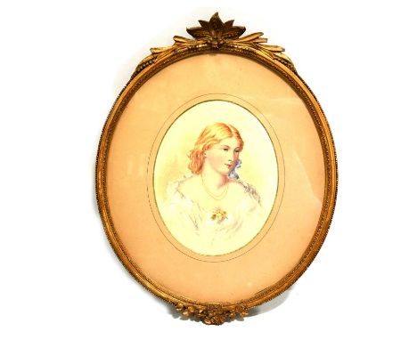 Henry Whatley,Portrait of Lady, head and shoulders,watercolour, signed,53x28cm,and another watercolour portrait of a lady, as
