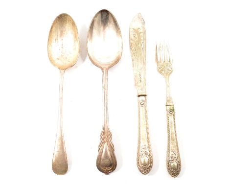 Matched canteen of Lily pattern electroplated cutlery, William Hutton, Elkington, and others; Old English pattern cutlery, Ha