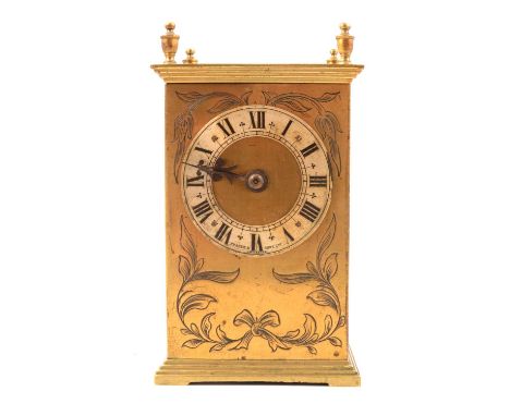 Brass cased mantel clock, Pearce &amp; Sons Limited, Elliot timepiece movement, 17cm.