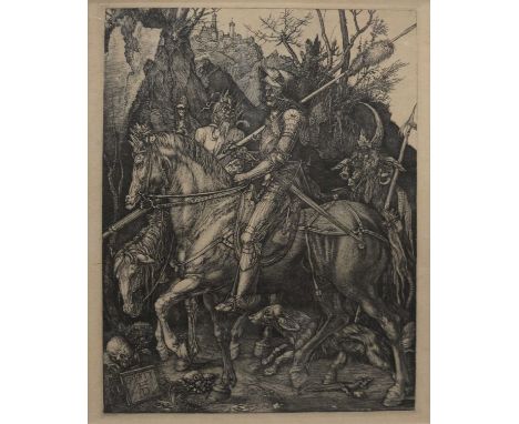 After Albrecht Durer,Knight, Devil and Death,engraving, late impression,25x20cm.Condition report:Sheet size is 32x25cm some i