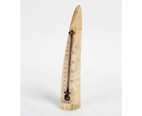 A 19th Century marine ivory thermometer stand, lacking thermometer, 19.5cm high  CONDITION REPORT: Lot contains an element of
