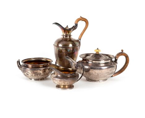 A matched silver tea and coffee service, comprising a William IV hot water jug, William Eaton, 1834, engraved with the Smith 