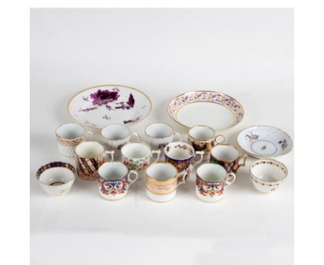 A group of Worcester fluted tea wares comprising two tea bowls, two coffee cups and a saucer, a saucer dish and a plate, toge