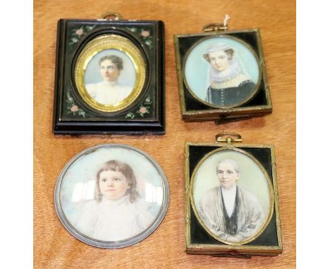 Lucy D Holme (British late 19th Century)/Portrait Miniature of a Young Girl in a White Dress/watercolour on ivory, 8cm diamet