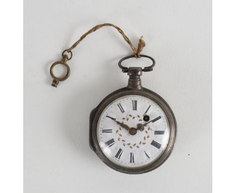 A key wind pocket watch with enamel dial and gilt decoration