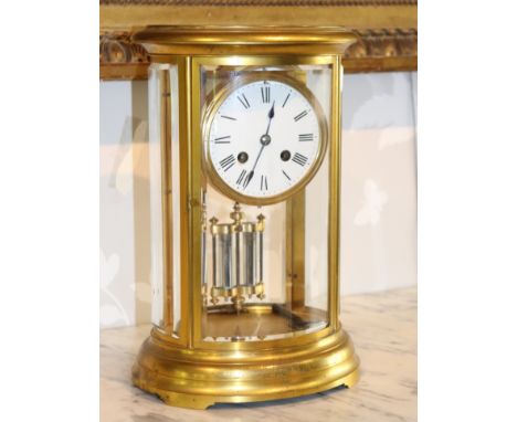 A late 19th Century oval four-glass regulator, Japy Freres &amp; Co., the white enamel dial with Roman numerals, fitted an ei