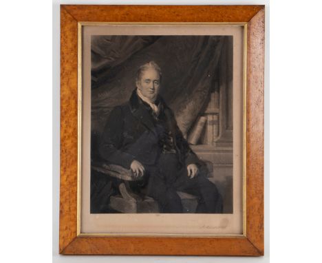 G R Ward after Frederick R Say/Portrait of John Smith, seated/engraving with facsimile signature, 43cm x 34.5cm in a birdseye