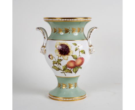 A Spode bone china two-handled vase painted fruit and flowers, signed Wallis, 28cm high CONDITION REPORT: This appears to be 
