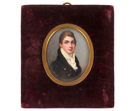 English School, 1810/Portrait Miniature of Oswald Smith, 2nd Son of George Smith of Selsdon/half-length, wearing a dark blue 