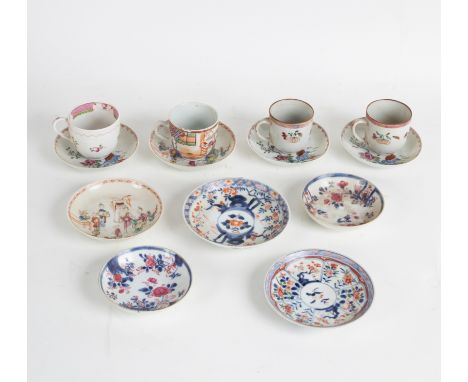 A small quantity of Chinese export cups and saucers 