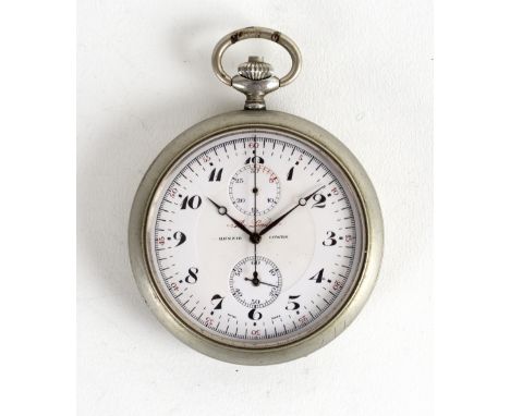 A Benzie Cowen open faced pocket watch, The Leader, with white enamel dial and Arabic numerals CONDITION REPORT: Hand missing