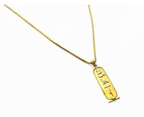 A Pendant on Chain, pendant indistinctly stamped, chain stamped '21K', pendant length 4.6cm, chain length 65cmGross weight 13