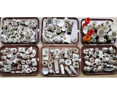 A Collection of Crested China, mostly Goss but also including Pearsons, Arcadian, Shelley and others; the Bolton Trotter Pigs