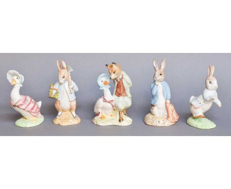 Beswick Beatrix Potter Figures, including: 'Peter and the Red Pocket Handkerchief', BP-10a, 'Peter Rabbit' first version, BP-