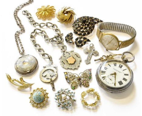 A Selection of Items comprising: a lady's 9 carat gold Rotary wristwatch, a lady's and gent's Rotary wristwatches, silver poc