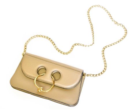 J W Anderson Taupe Leather Pierce Folding Bag, with gilt-tone hardware, chain link shoulder strap, suede lining, 26cm by 15cm