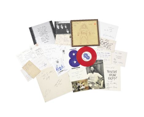 Ringo Starr: A Collection of Signed and Inscribed Greetings Cards and Other Signed Material,comprising; a Humiditas lithograp