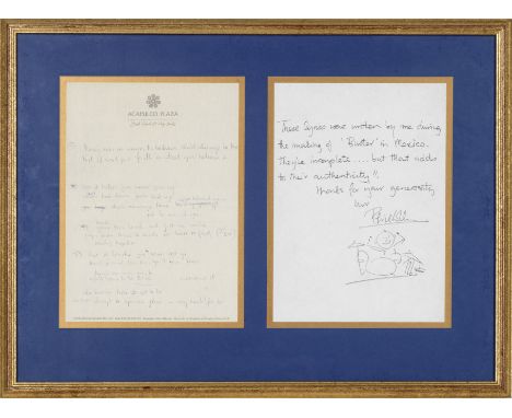 Phil Collins: Handwritten Lyrics For The Song Two Hearts With Signed And Illustrated Message from Phil Collins,1988,comprisin