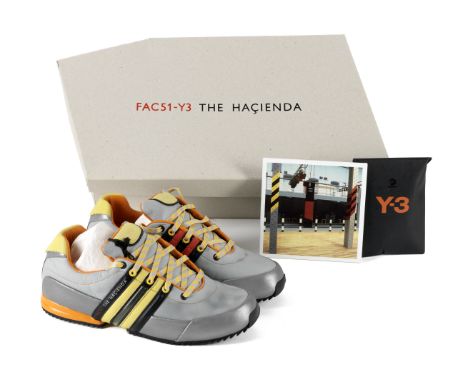 The Hacienda / Factory Records: FAC51-Y3 25th Anniversary Trainers,2007,blue, yellow and silver leather with Hacienda striped