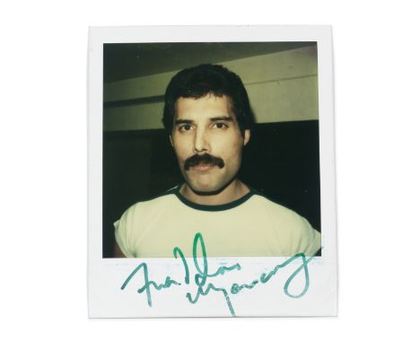 Freddie Mercury: An Autographed Polaroid of Freddie in London Taken By Robert Rosen,1980,colour Polaroid of Freddie in a head