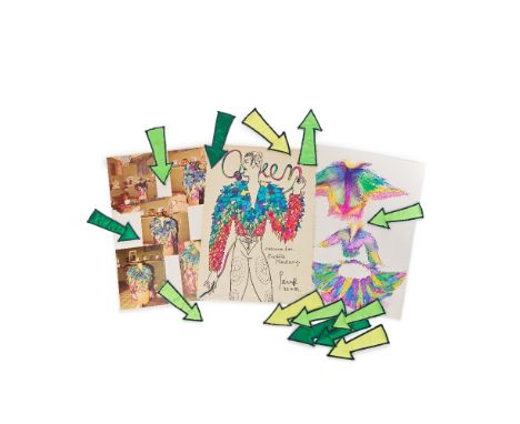 Freddie Mercury: A Collection of Costume Design Material For Freddie's Famous Rainbow-Coloured Arrow Jacket,1982,comprising; 