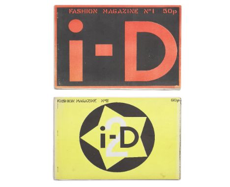 i-D Magazine: Issues 1 & 2,1980,with original pink (issue 1) and yellow (issue 2) card covers, 11 1/2in x 8 1/4in (29.25cm x 
